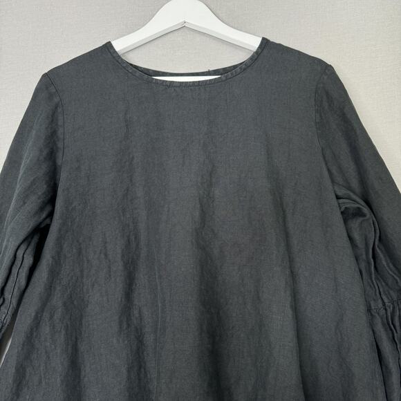 Bryn Walker Top Womens Small Black Fran Linen Ruffle Bell Sleeve High-Low Blouse - Picture 2 of 12